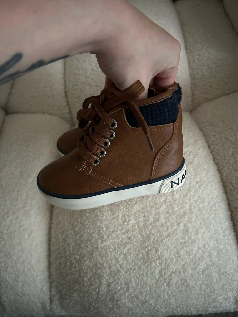 Nautica Kids Brown High-Top Lace-Up Boots
